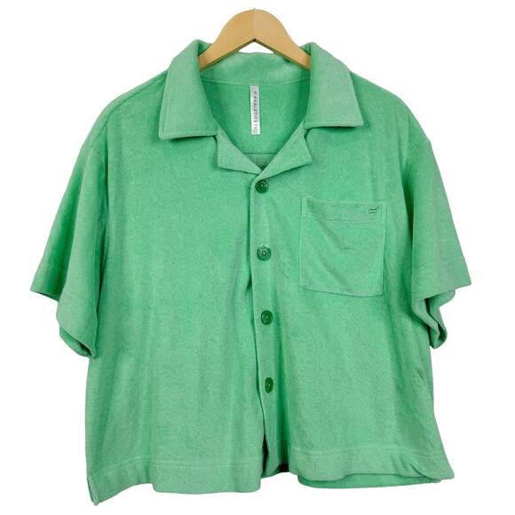 Fabletics Island Terry Boxy Button Up Size M NWT - Picture 3 of 9
